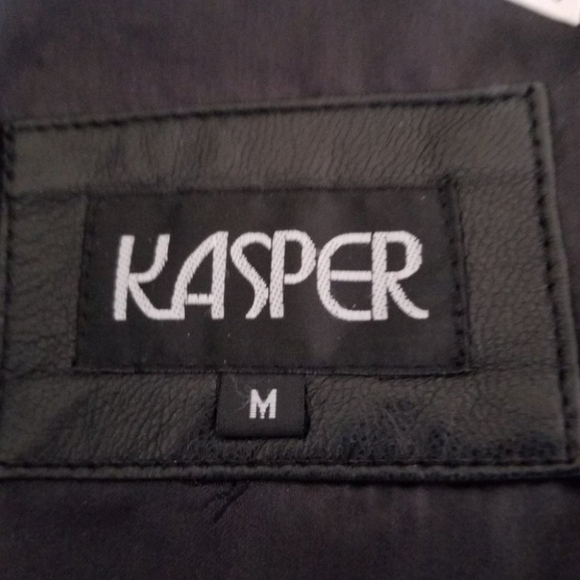 Kasper Leather Floral Embroidered Jacket Black M - Picture 8 of 8